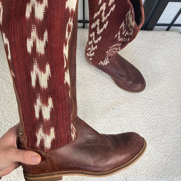 Reef Leather Fabric Knee High Boots Brown 6 - Picture 3 of 10